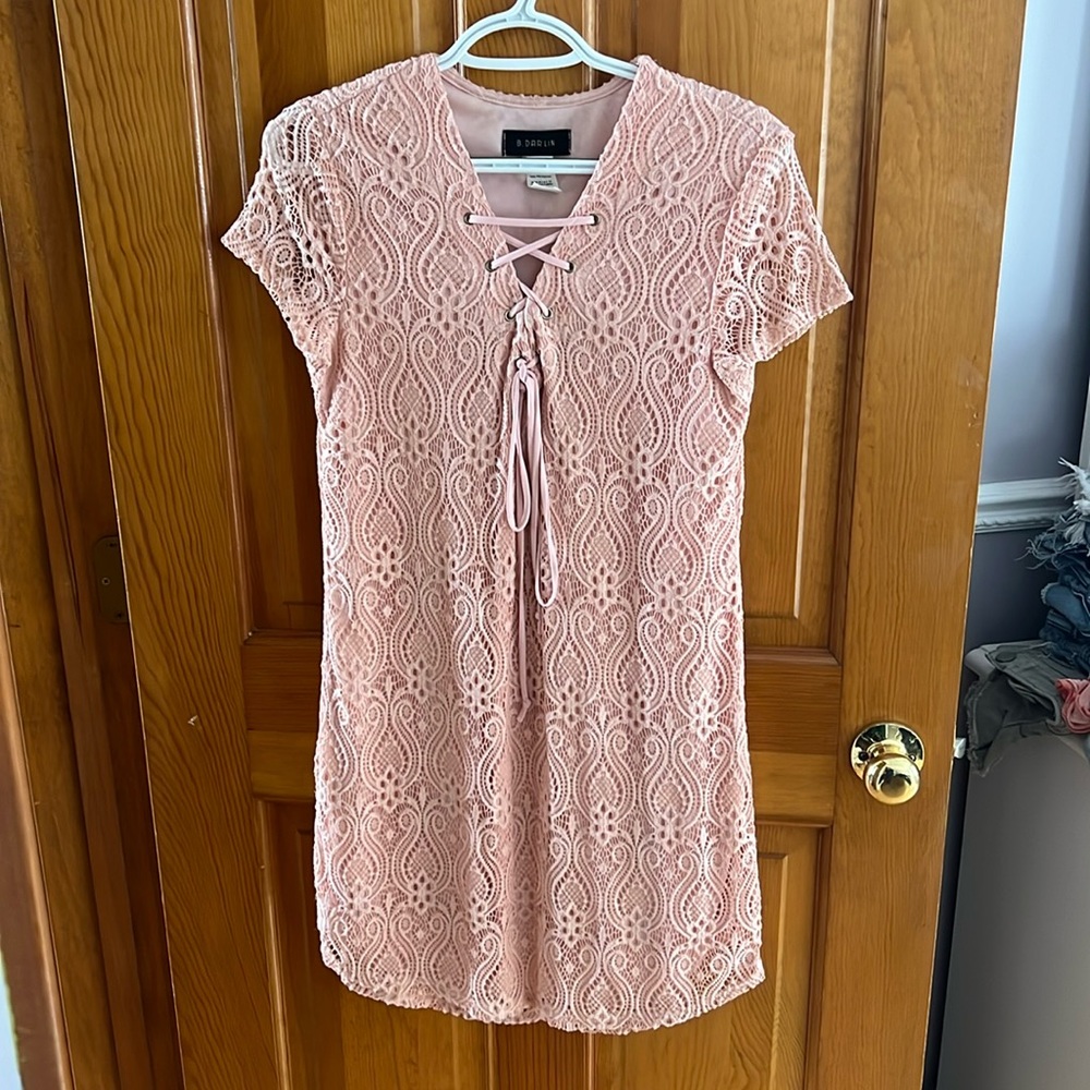 B. Darlin Dress, Size 9/10, Blush Pink & Front Lace-Up Dress